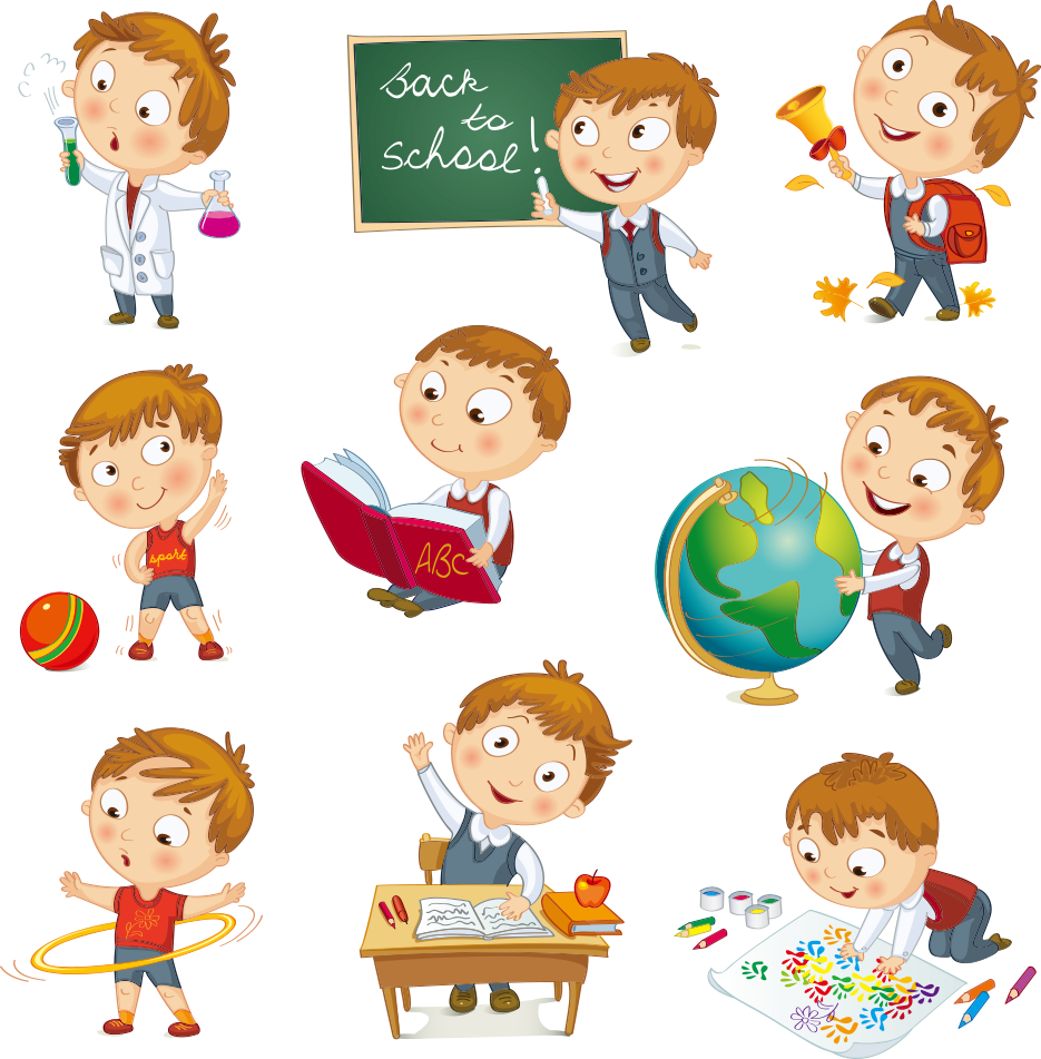 Школьники на уроках вектор