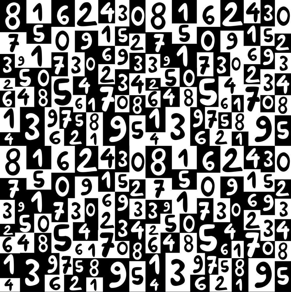 Цифры фон черно белые