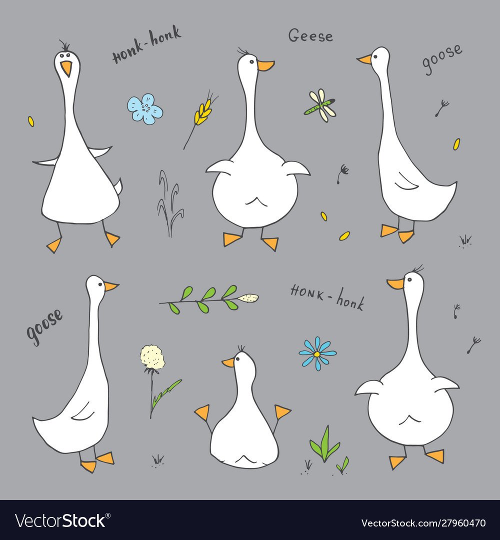 Гусь нарисованный смешной