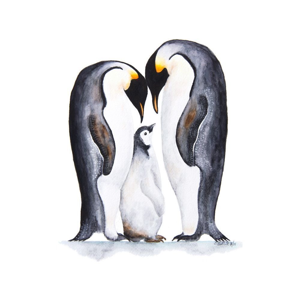 Пингвины семья арт