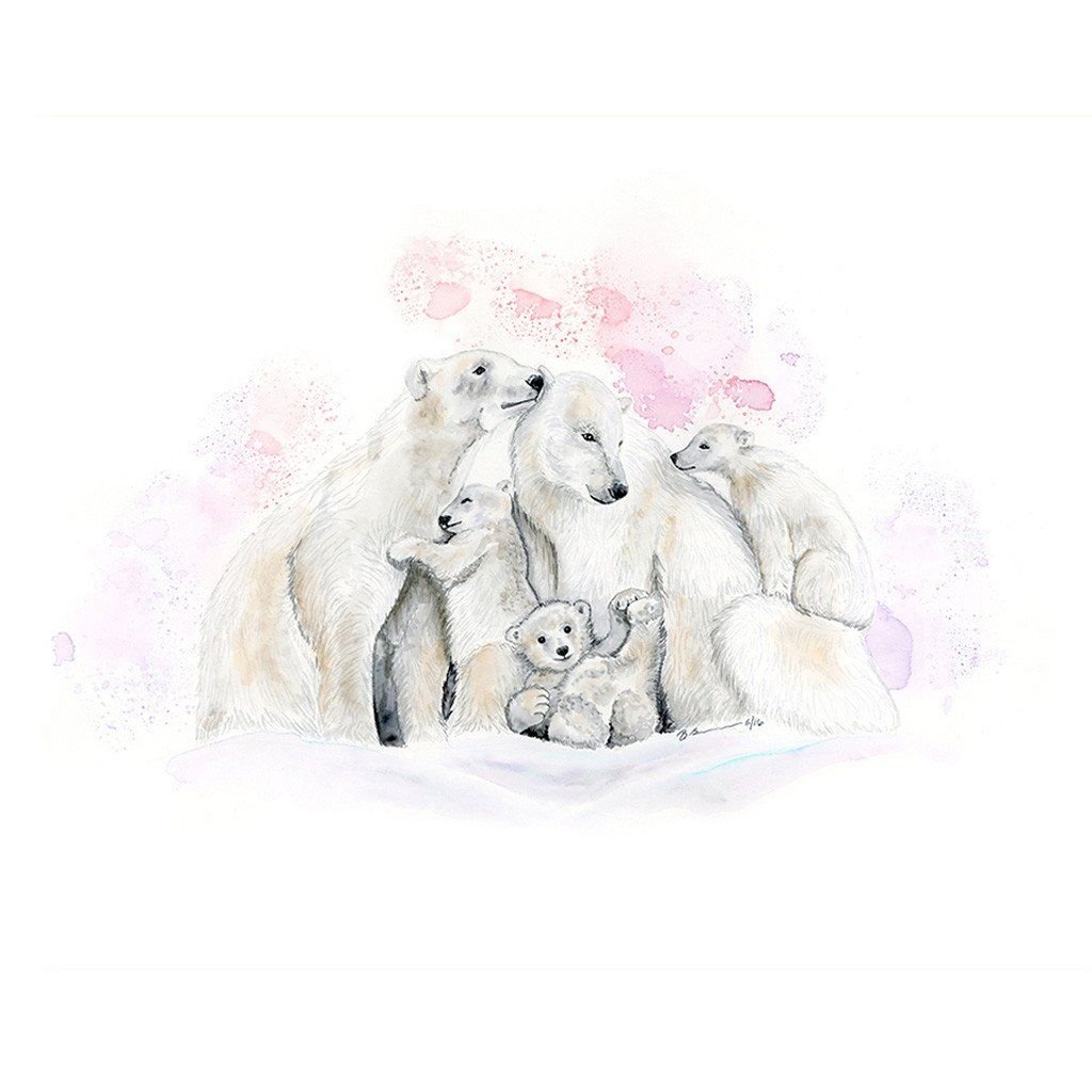 Семья медведей акварель