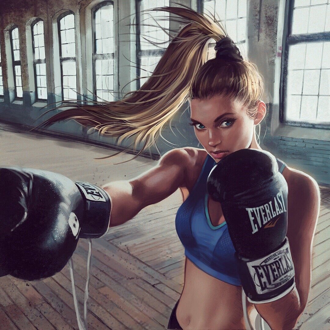 Девушка с боксерской грушей