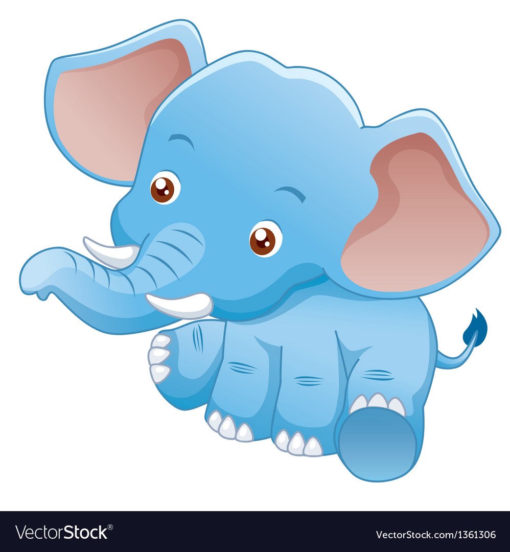 Слоненок сидит мультяшный