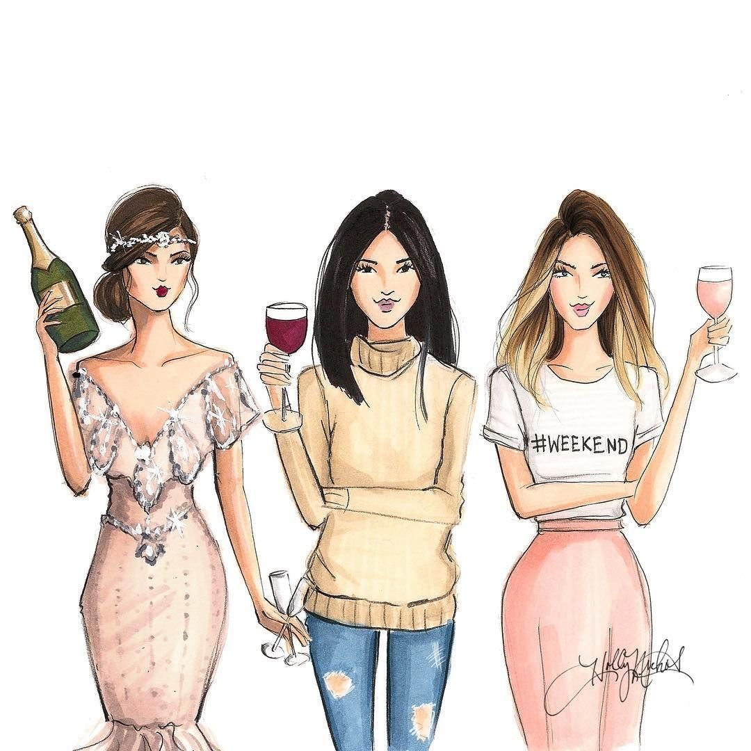 Три девушки нарисованные