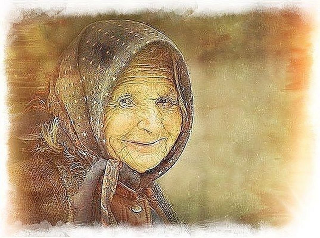 Бабушка в парке на лавочке