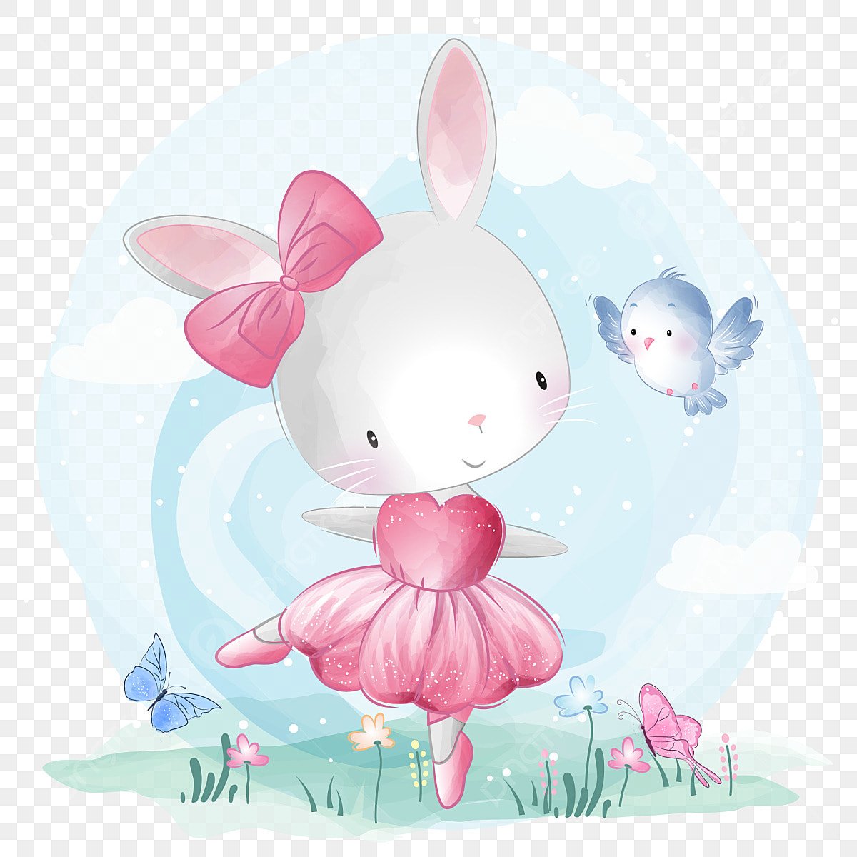 Белый заяц мультяшный