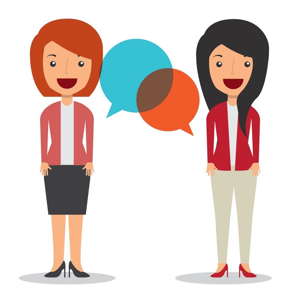 Люди разговаривают на белом фоне