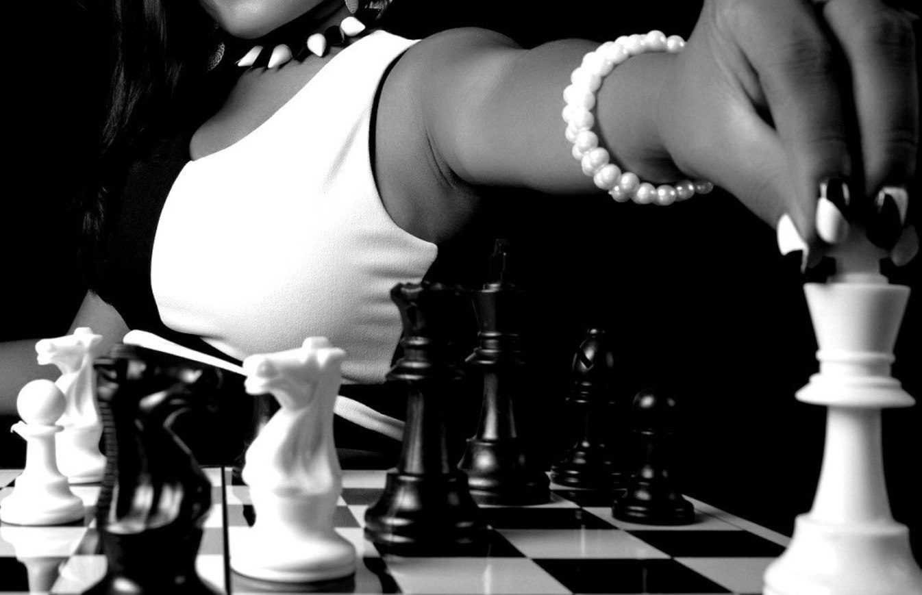 С любой игрой и она. Девушка и шахматы. Шахматная девушка. Девушка на шахматной доске. Шахматная Королева.