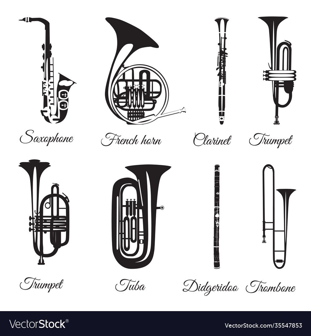 Духовые музыкальные инструменты вектор