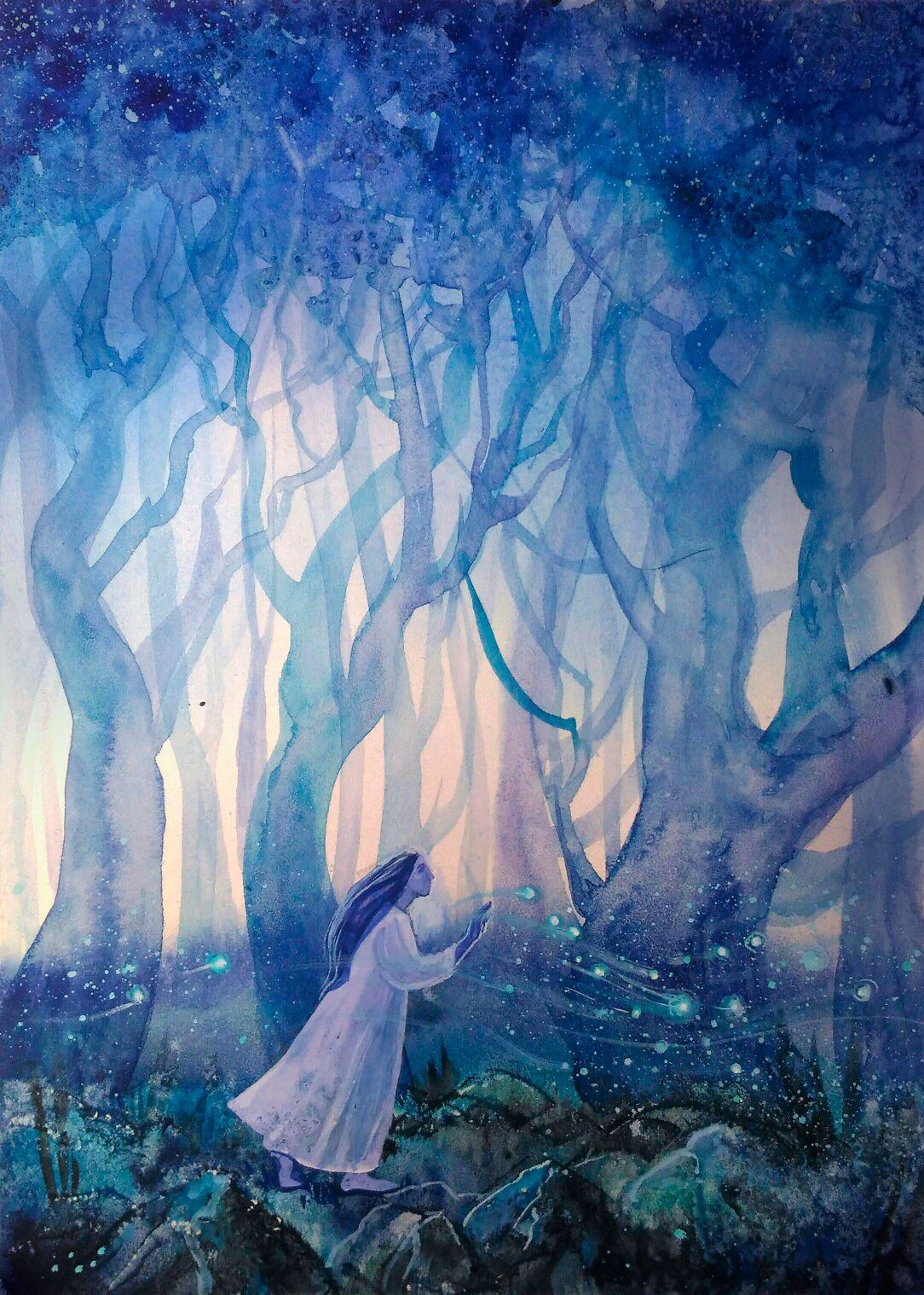 Сказочный лес акварель
