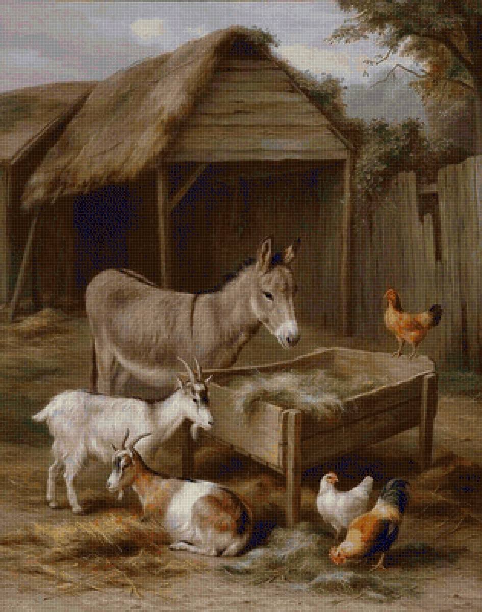 Лошади в деревне живопись