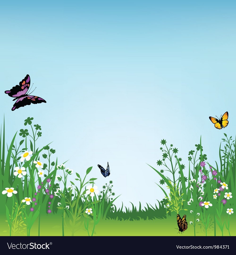 Полянка бабочки вектор