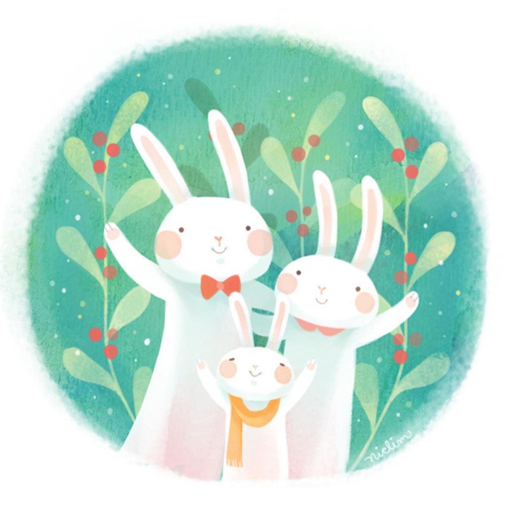 Иллюстрации с фоном семья зайчат