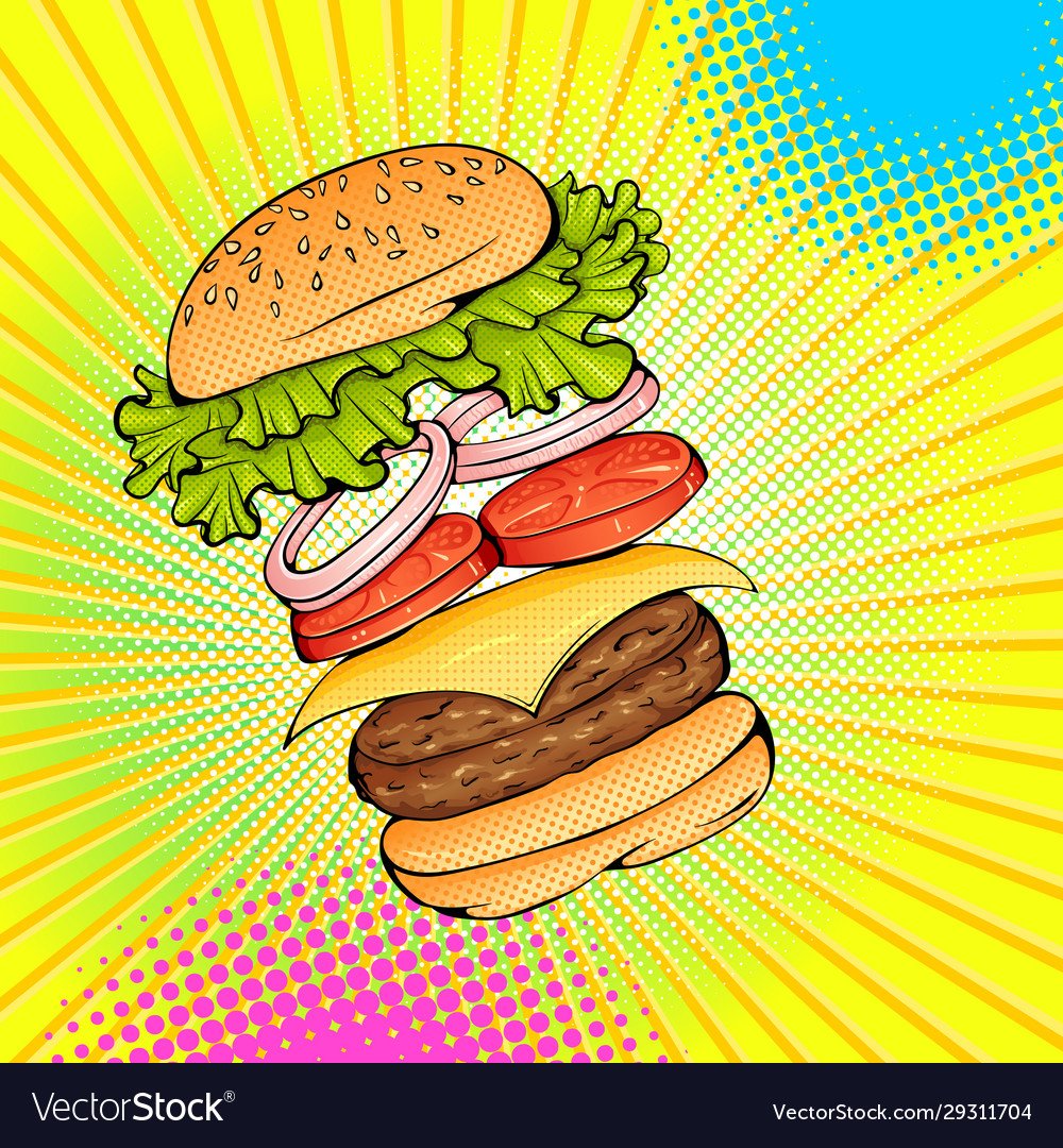 Бургеры рисунок поп арт