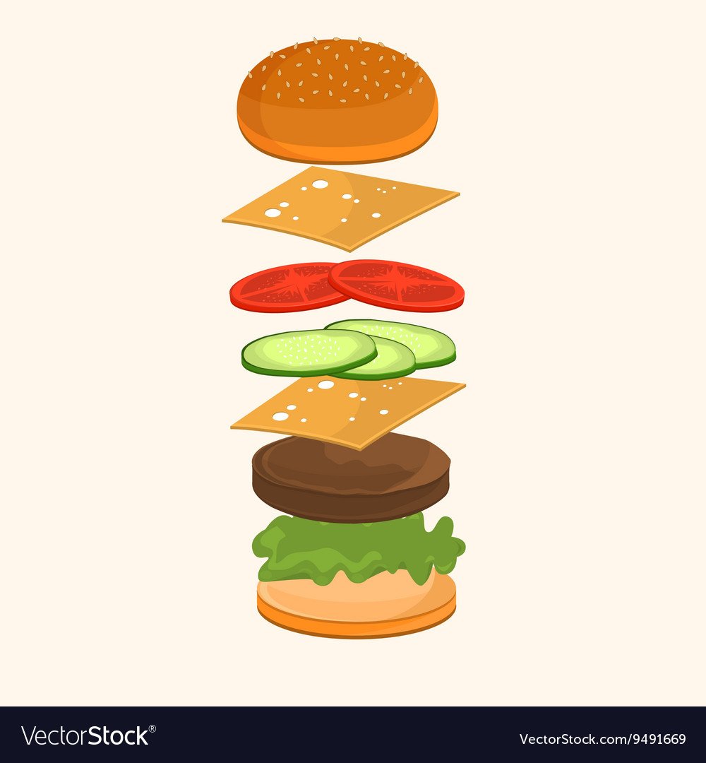 Нарисованные части бургера