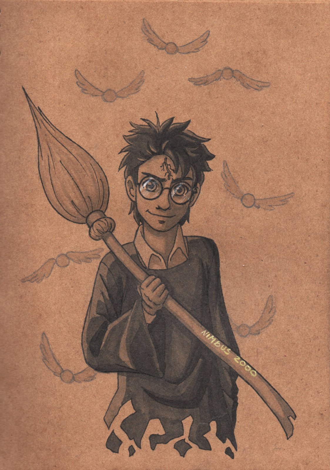 Гарри Поттер на метле квиддич