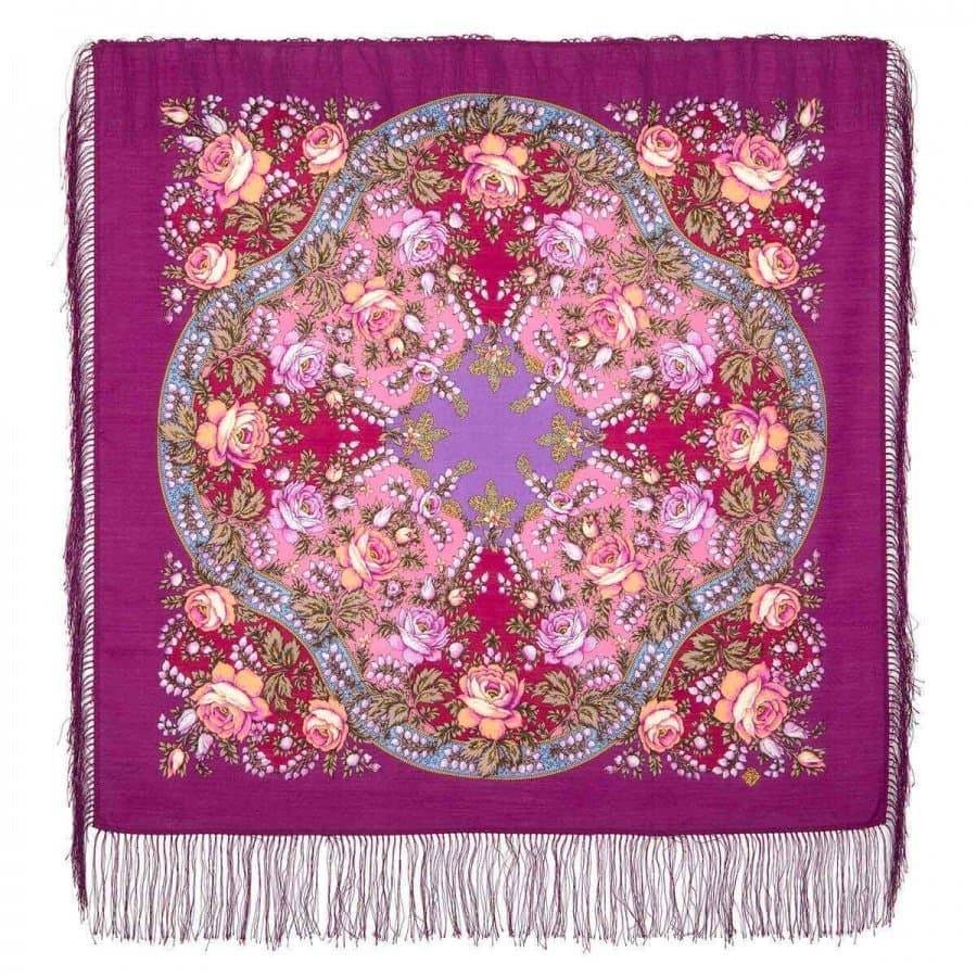 Платок шерстяной с шелковой бахромой "розмарин", вид 15, 89x89 см