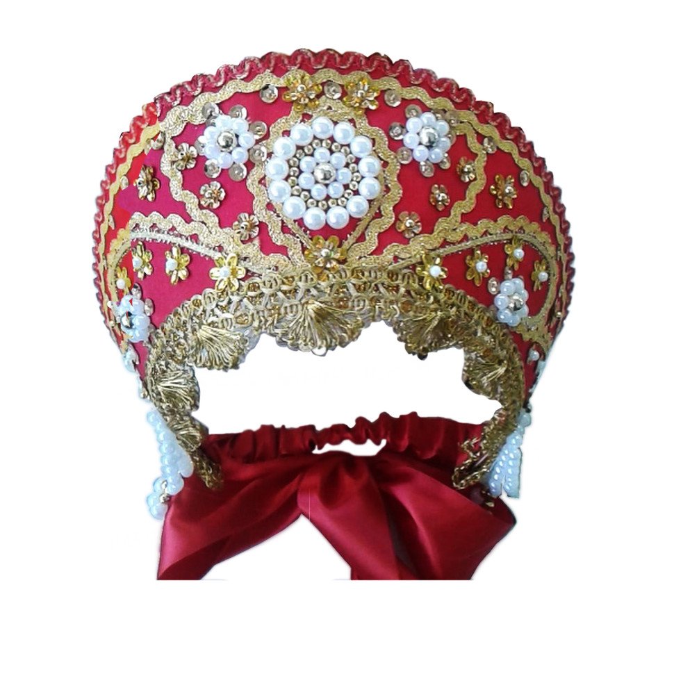 Красный круглый кокошник