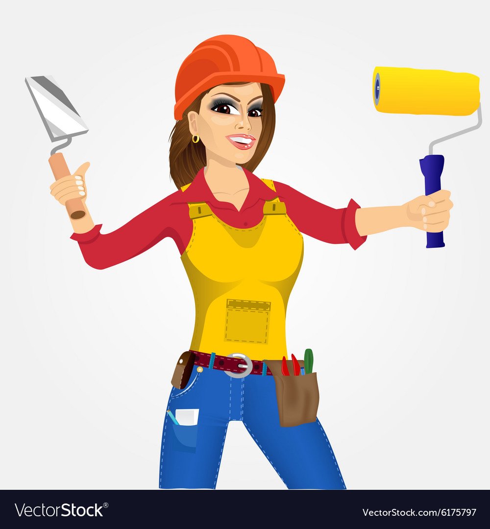 Девушка красит стену