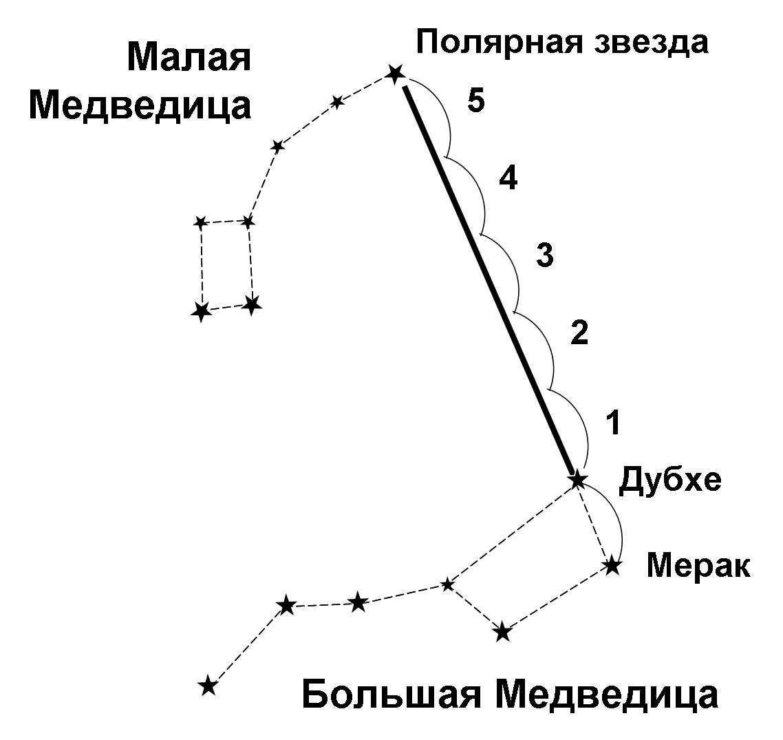 Большая медведица созвездие схема и полярная звезда