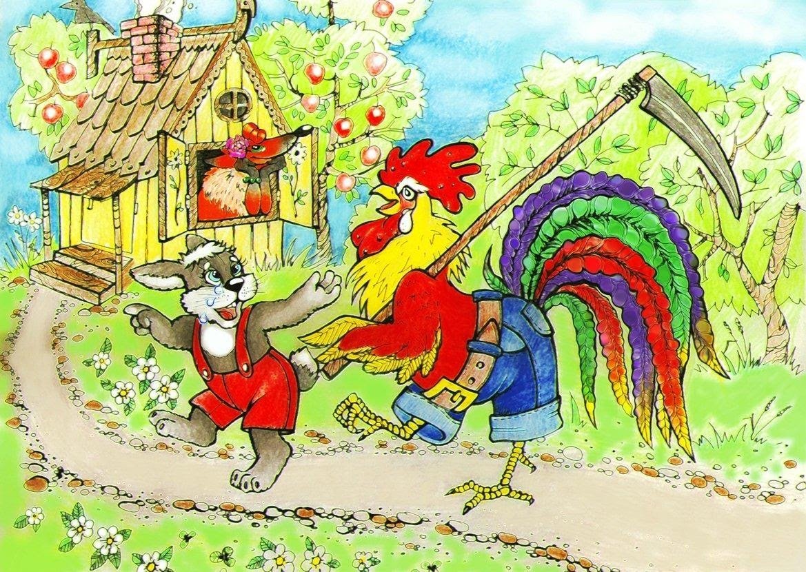 Буратино на петухе верхом