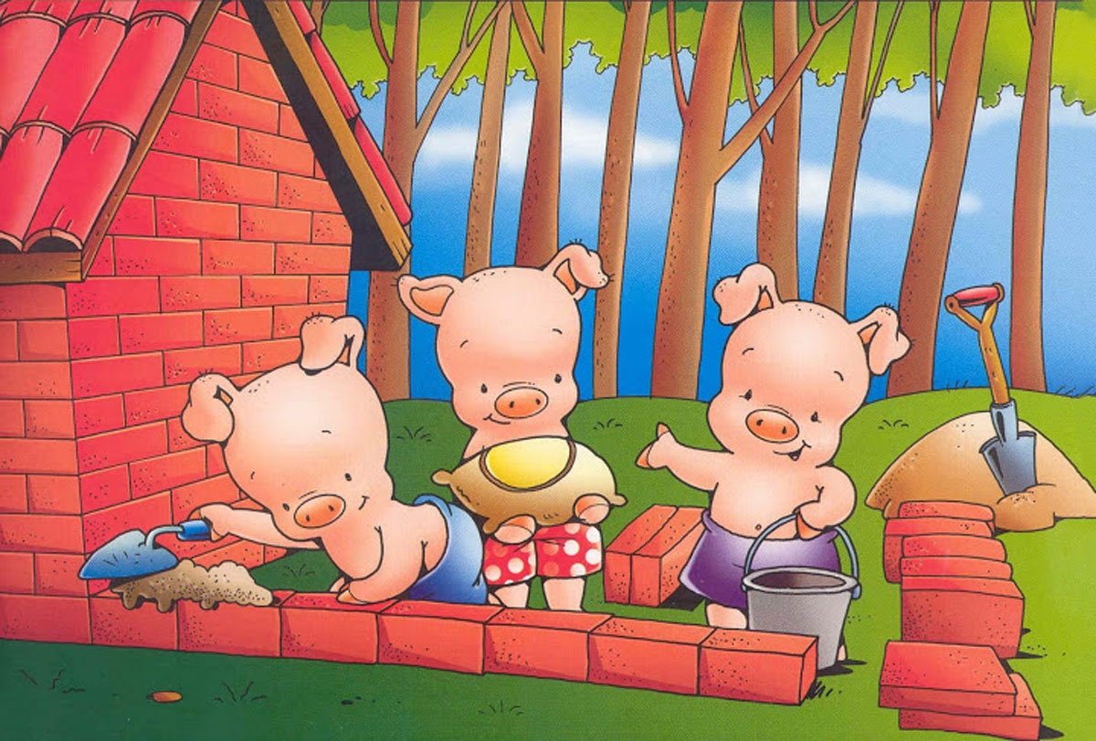 Деревянный домик из трех поросят