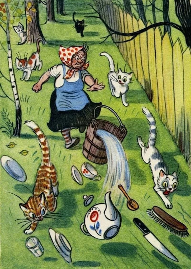 Иллюстрации Федорино горе Чуковский раскраска