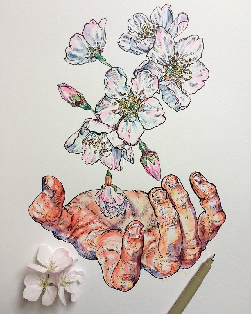 Эстетика рук акварелью