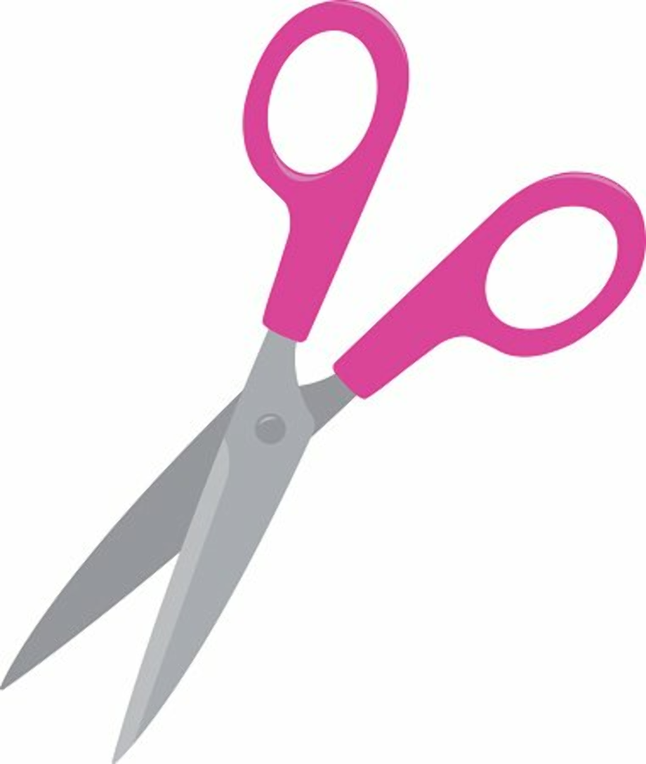 Ножницы розовые на прозрачном фоне