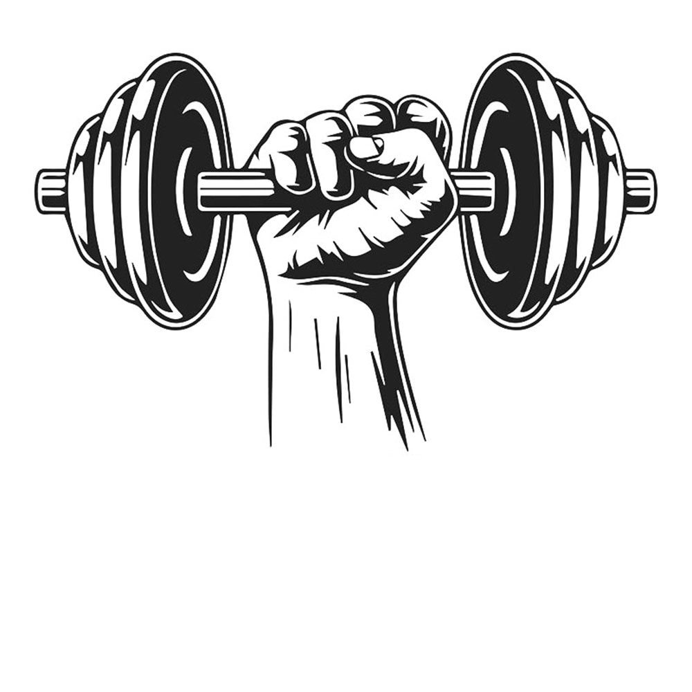 Рука с гантелей вектор