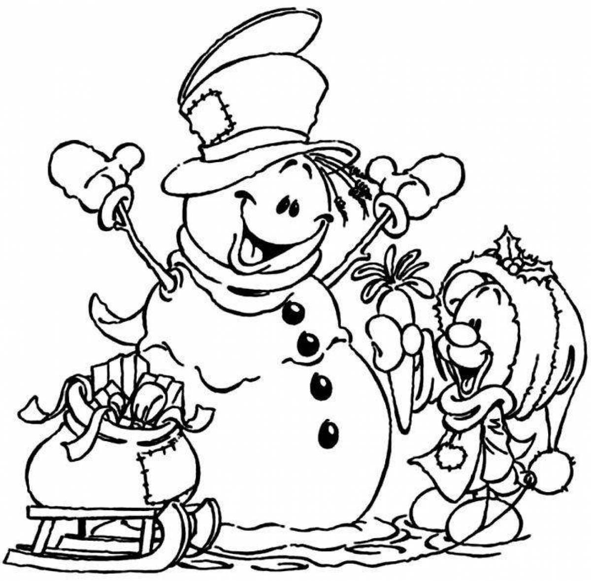Снеговик раскраска