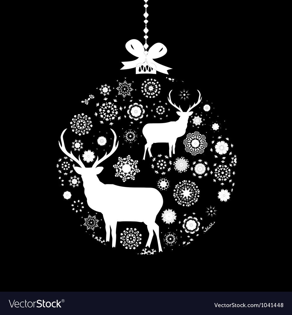 Новогодняя открытка в черно белом цвете