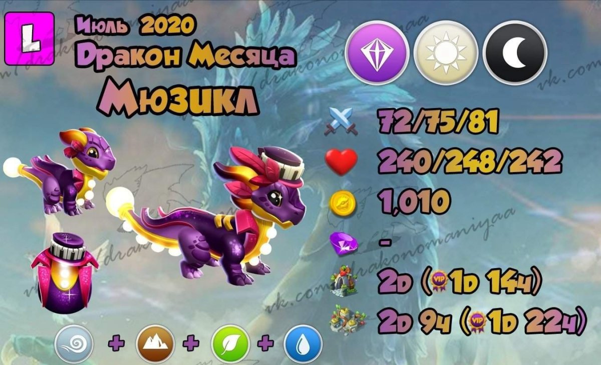 Легенды Дракономании драконы месяца