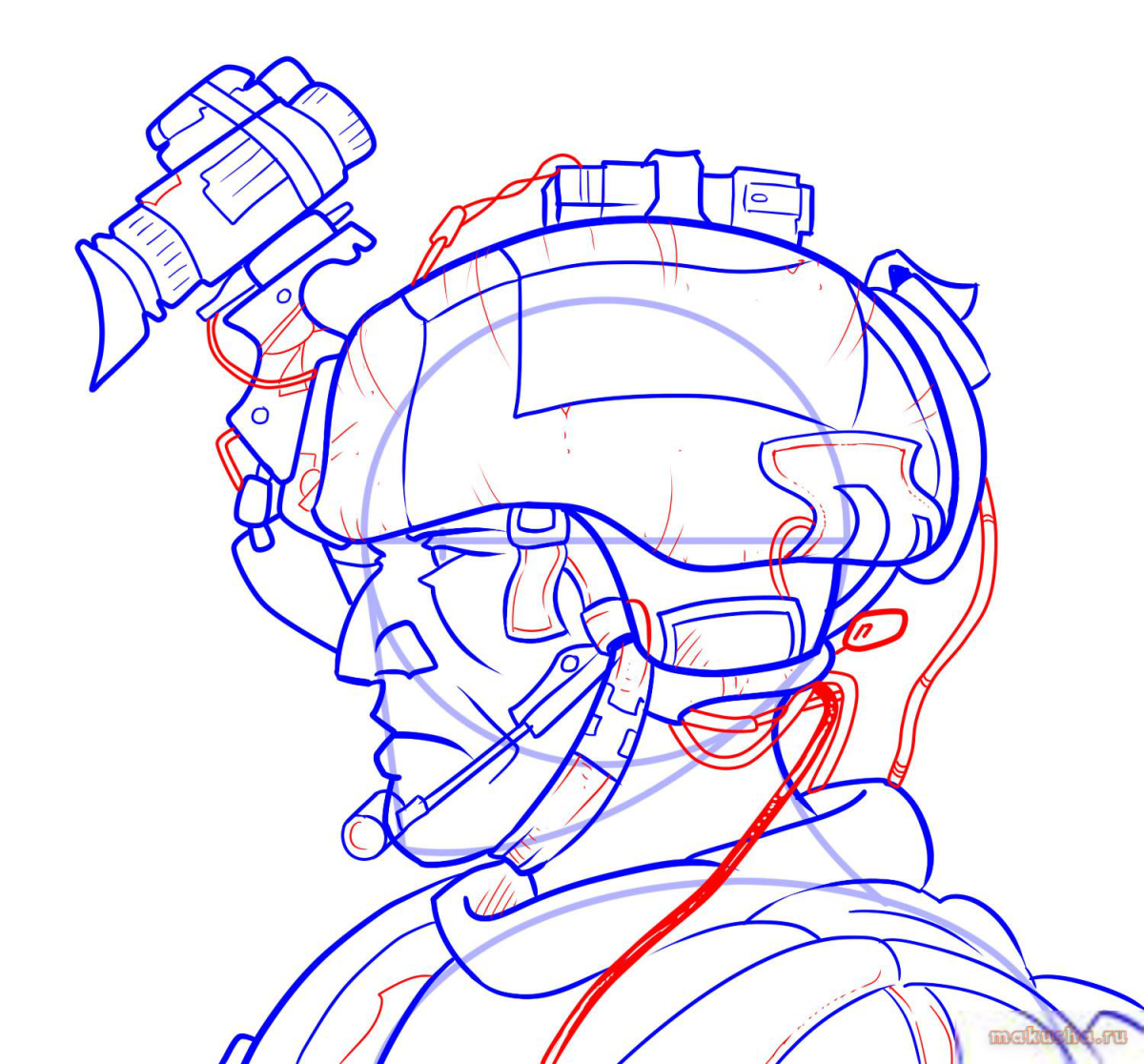 Солдат с ПНВ рисунок