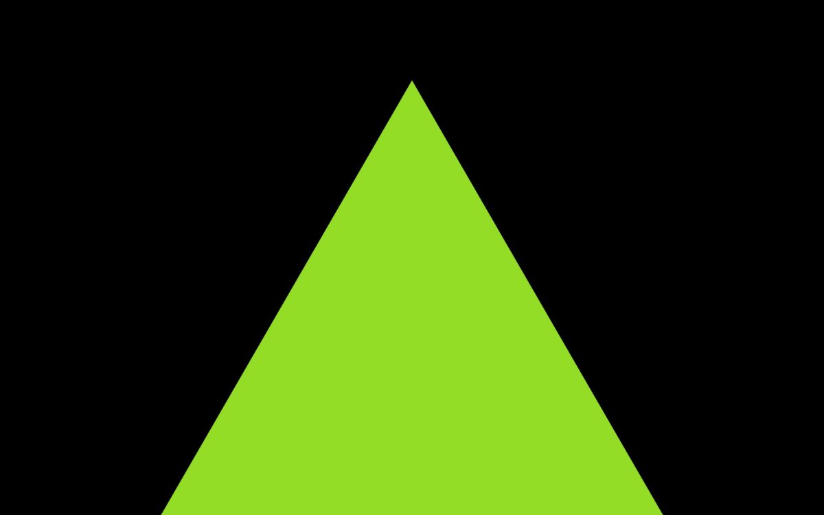 Зеленый треугольник на белом фоне