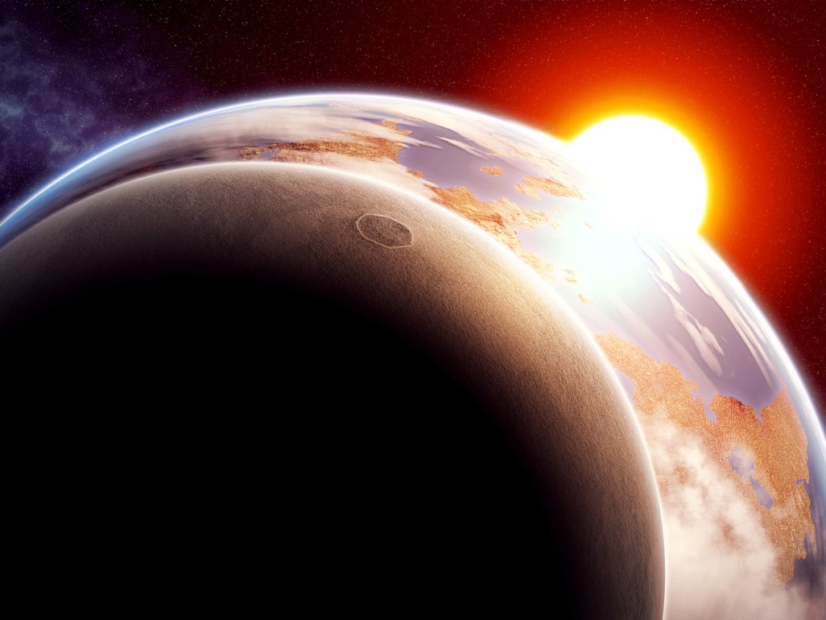 Солнечное затмение вид из космоса