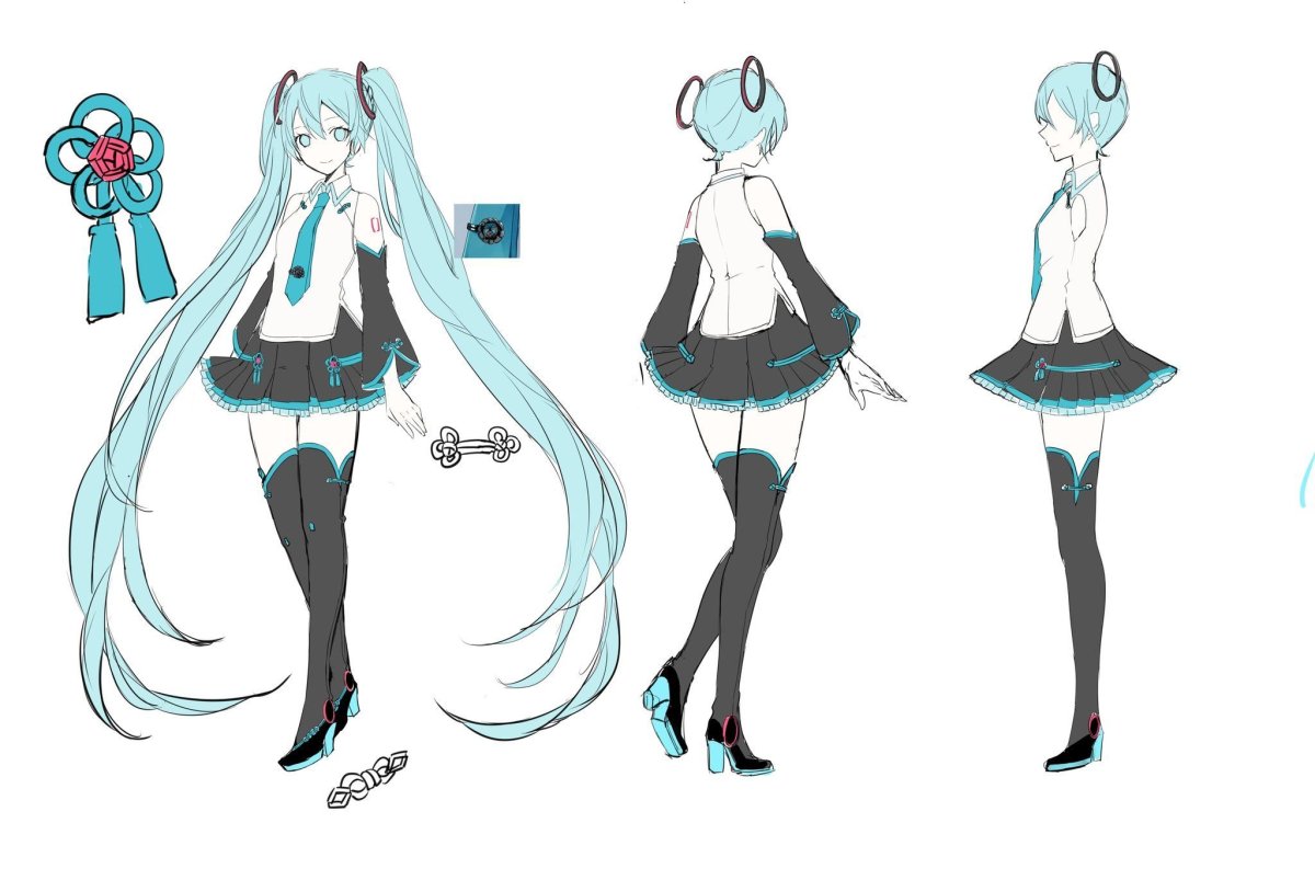 Мику Хатсуне в полный рост референс