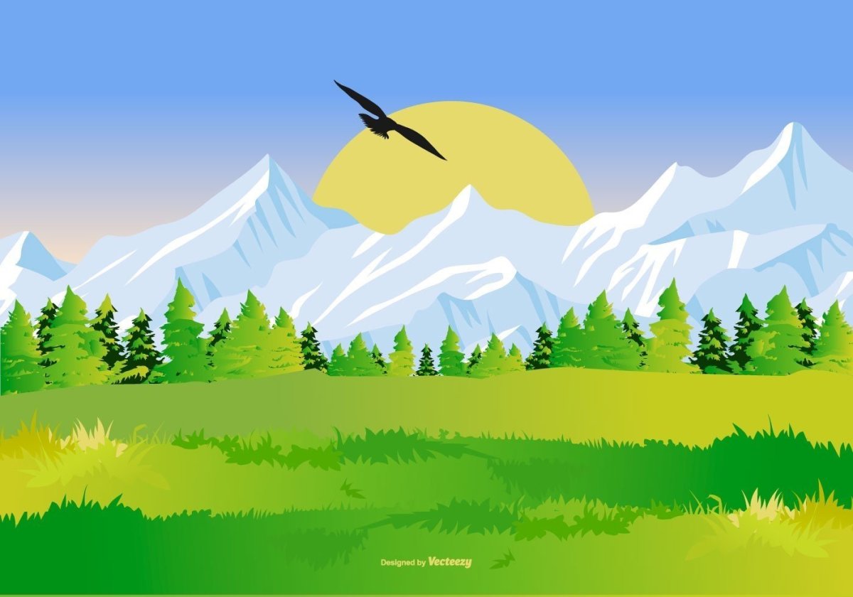 Горная речка мультяшная