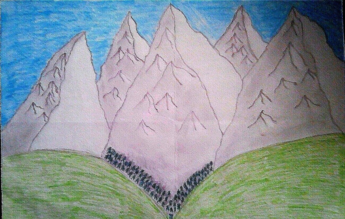 Нарисовать горы карандашом