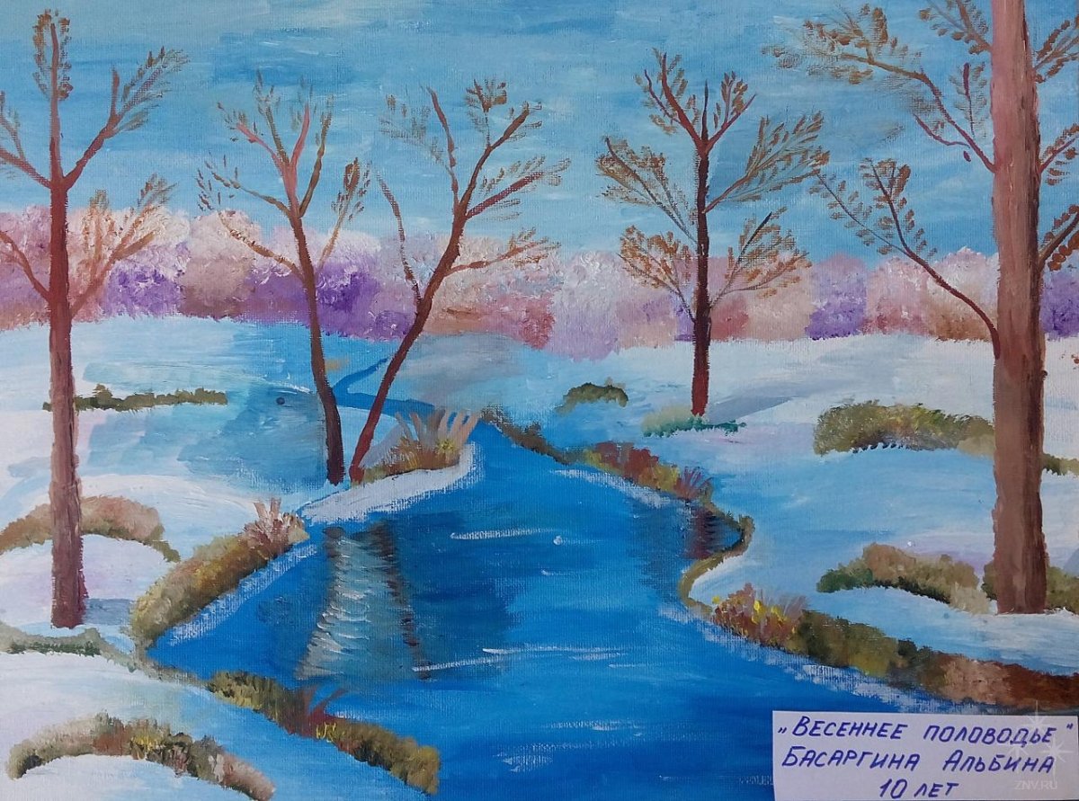 Эскиз весеннего пейзажа половодье