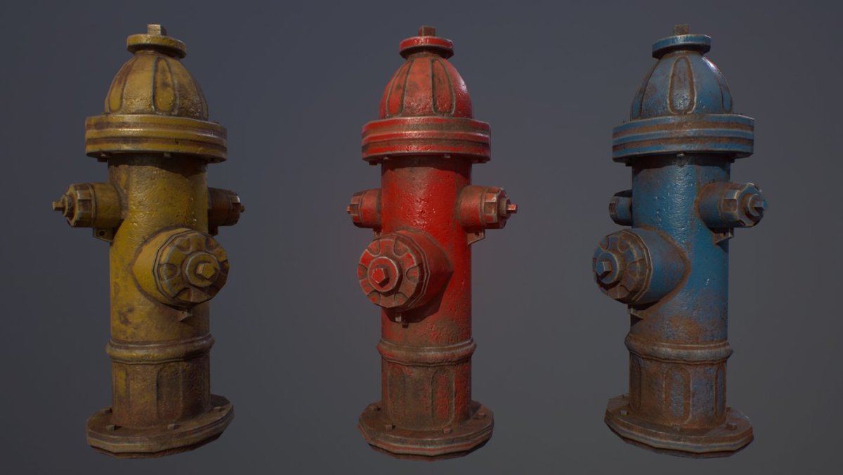 Пожарный гидрант 3d модель lowpoly