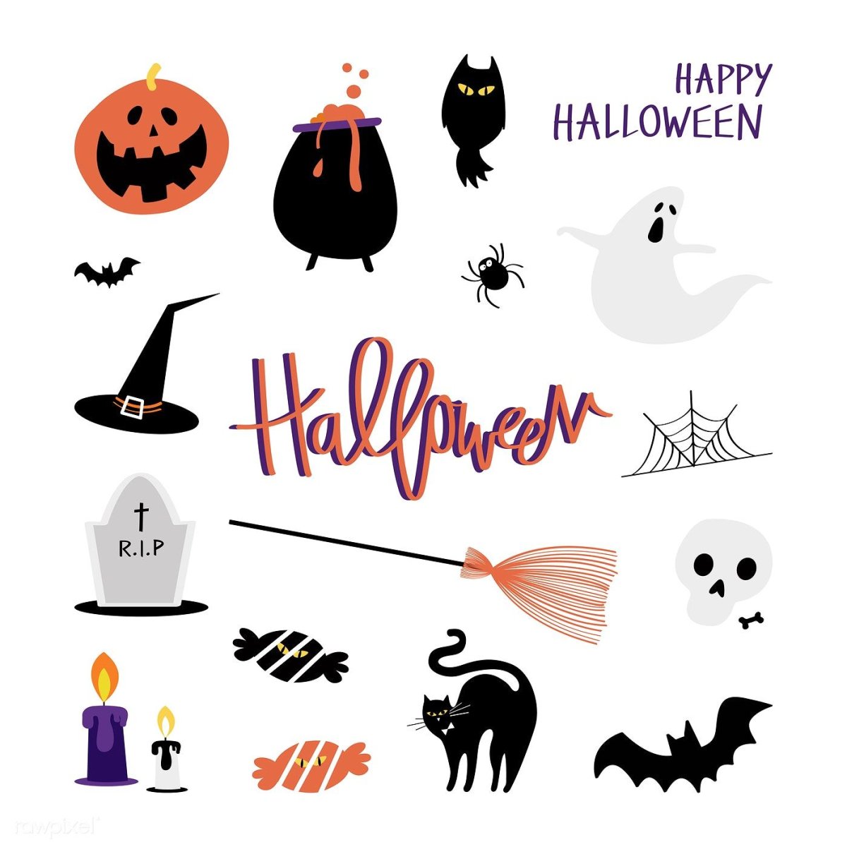 Трафареты для Хэллоуина цветные