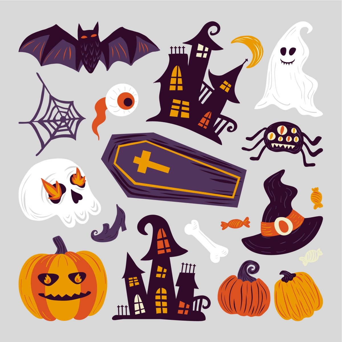 Наклейки к Хэллоуину черно белые