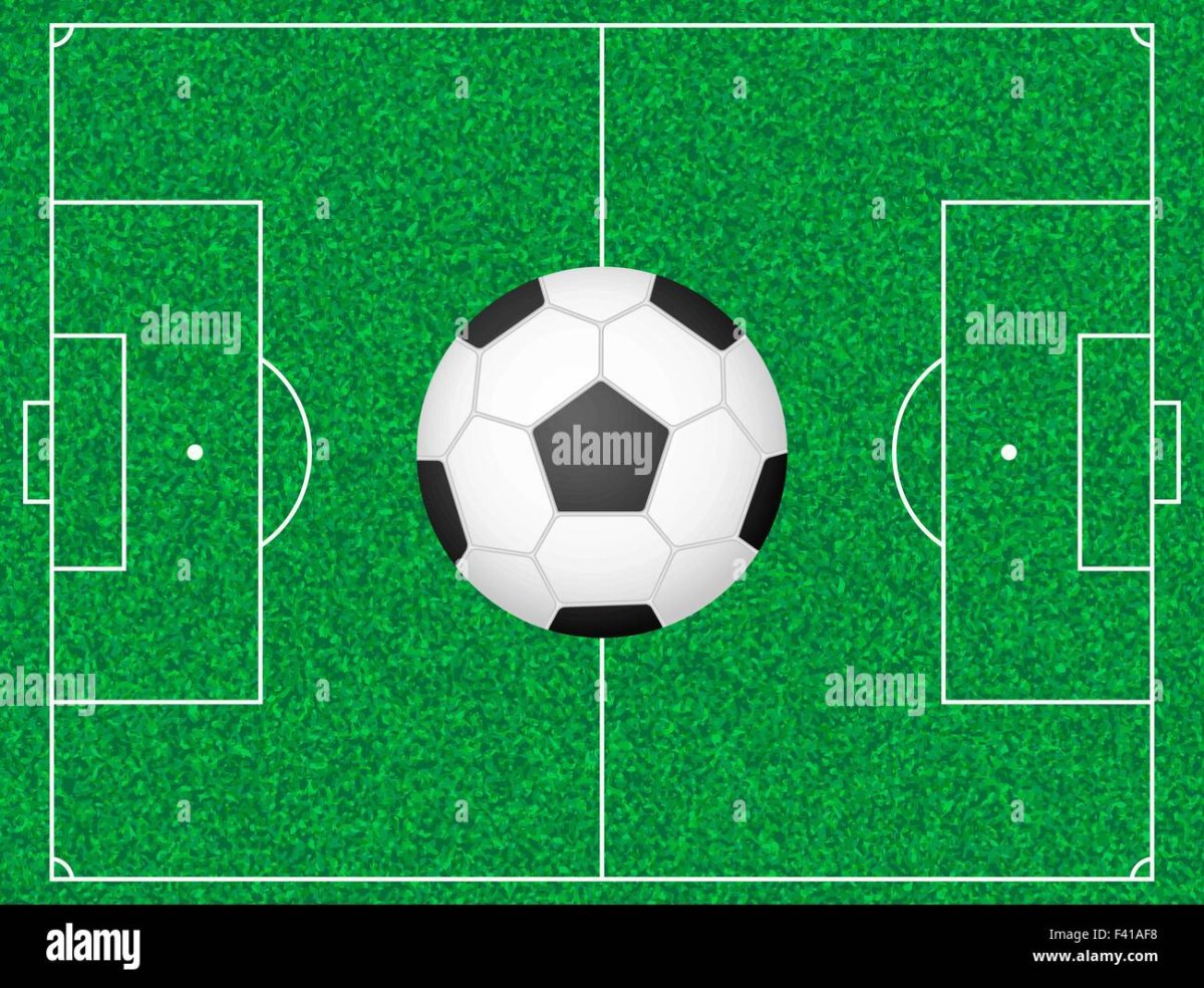 Футбол поля с мячом с верха