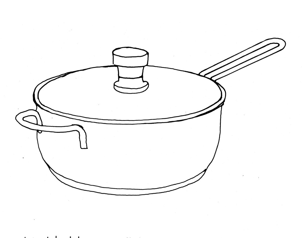 Раскраска посуда кастрюля