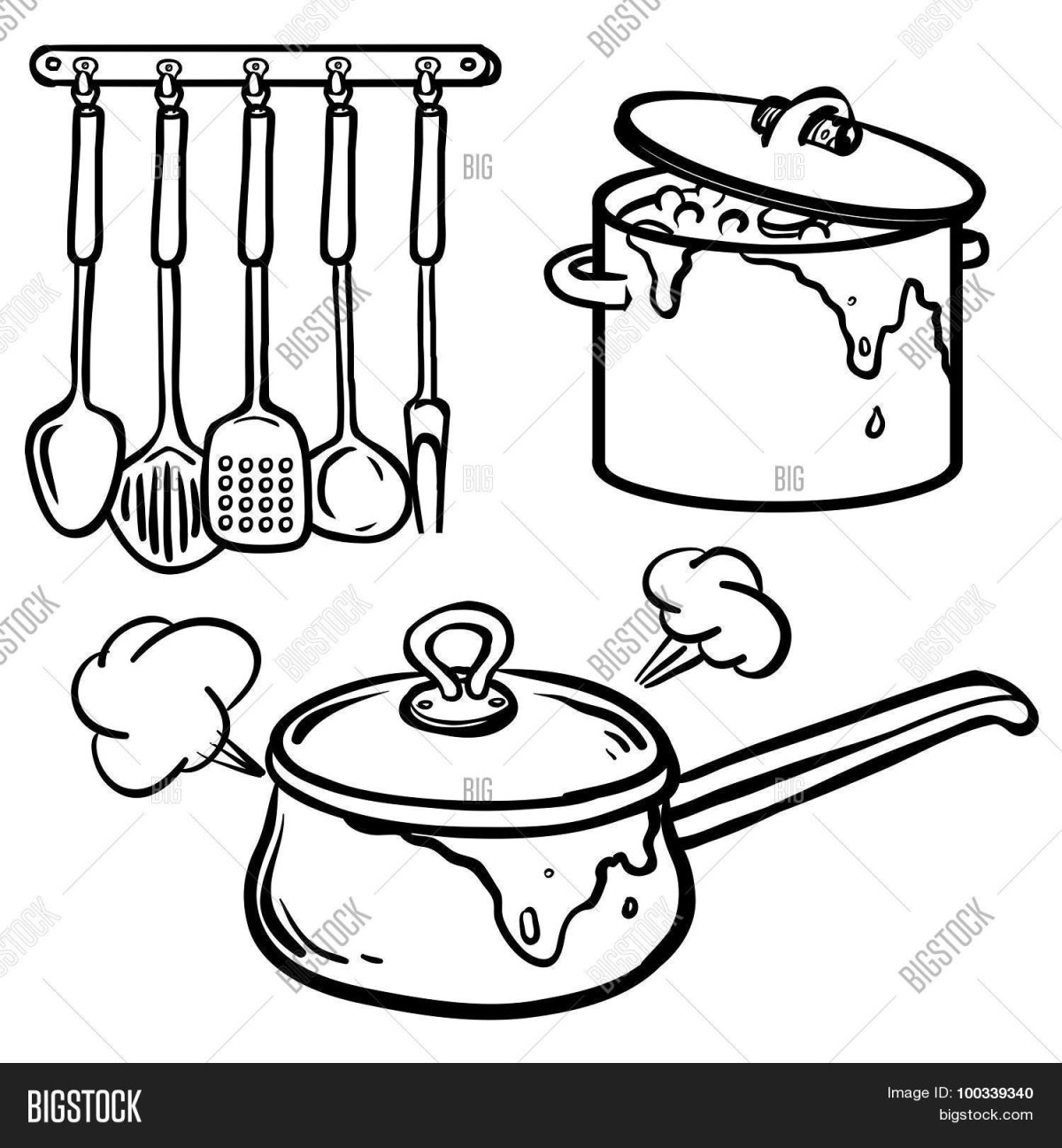 Сковорода и кастрюля раскраска для детей