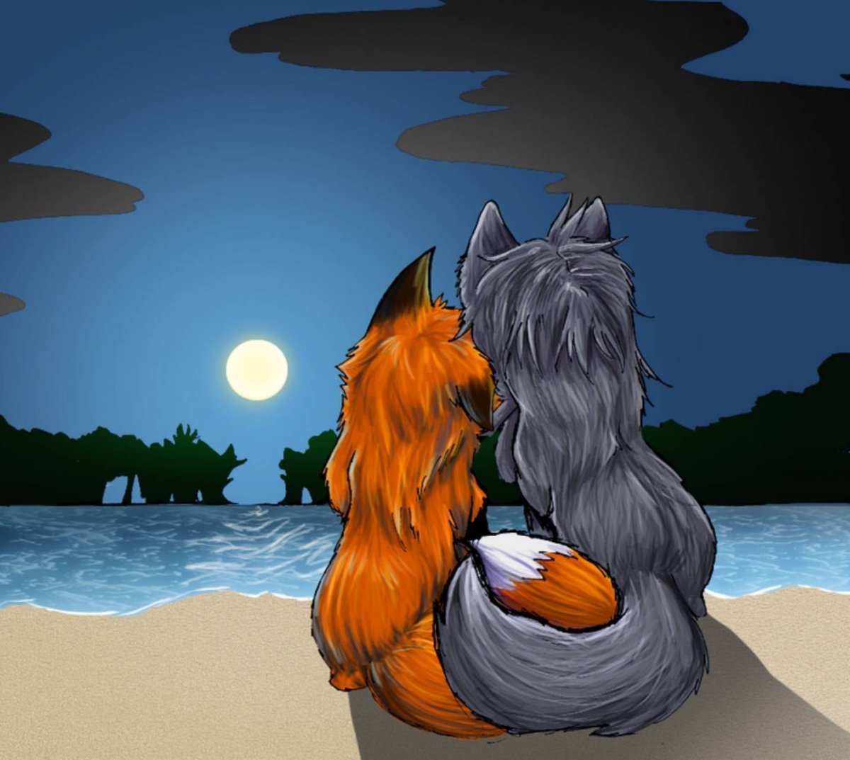 Волк обнимает лису