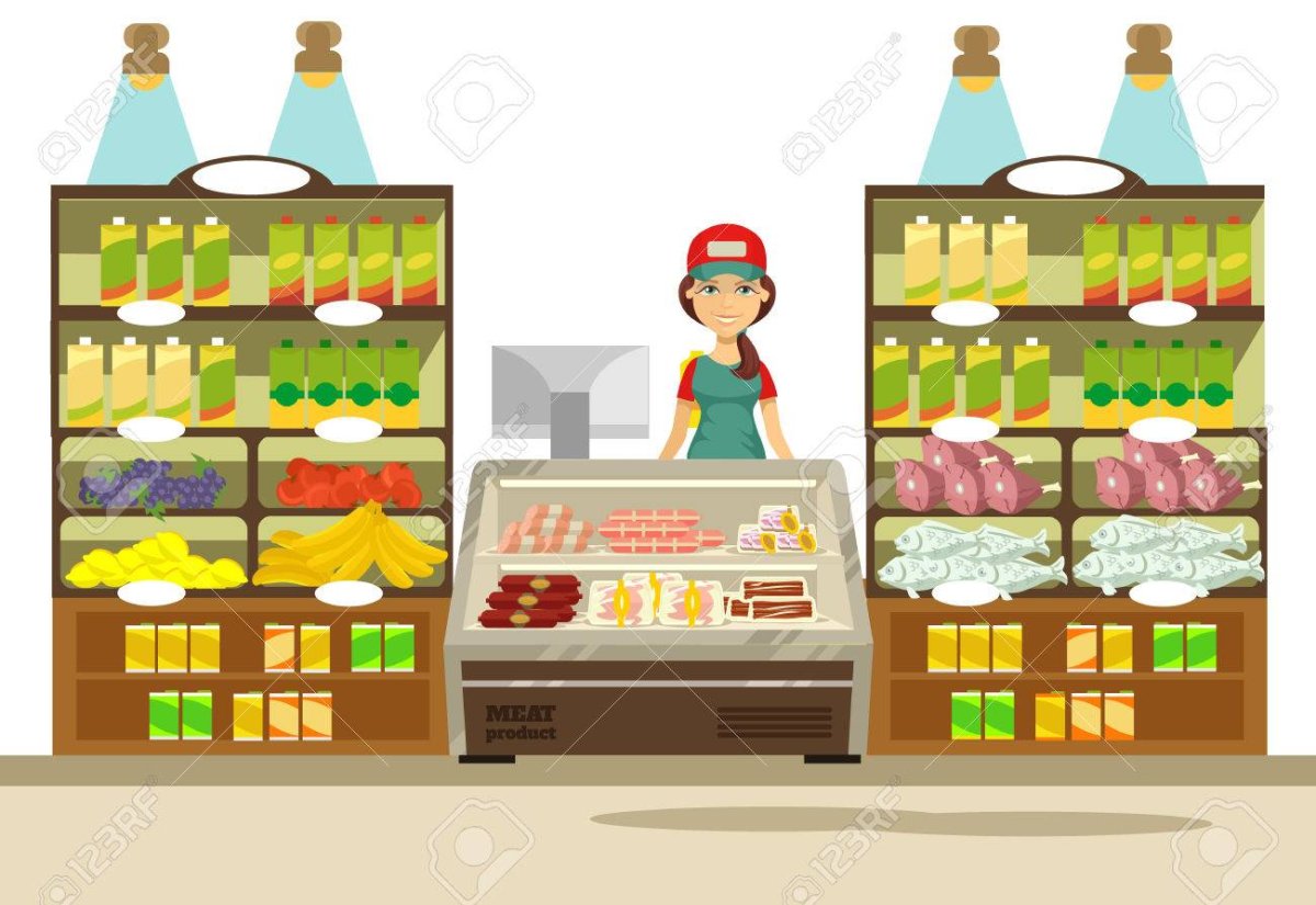 Прилавок с продуктами для детей