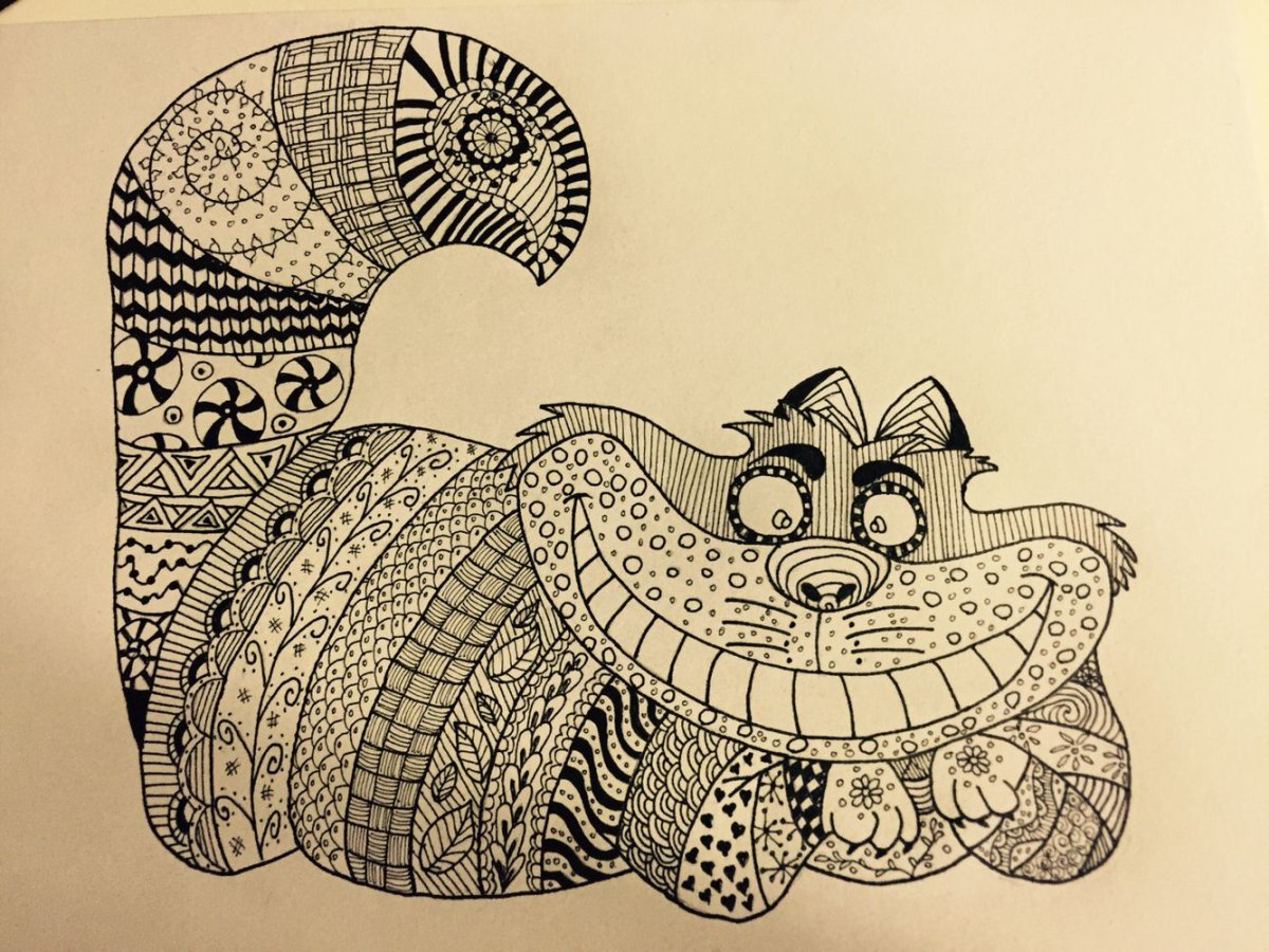 Зентангл Чеширский кот