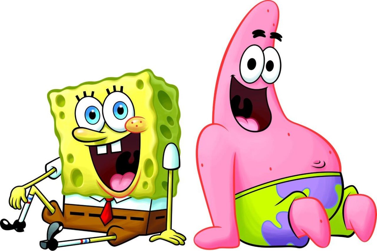 Спанч Боб и Патрик на белом фоне